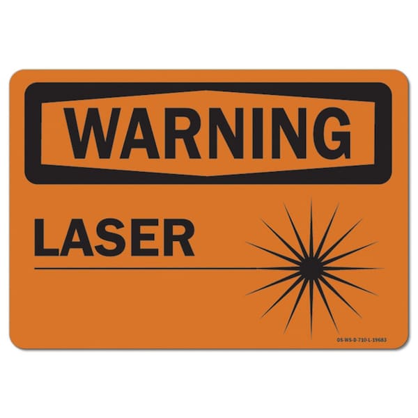 OSHA Warning Sign, Laser, 10in X 7in Aluminum, 10" W, 7" H, Landscape, Laser